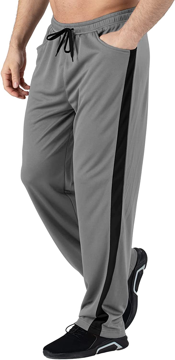 Gopune Men's Jogger Sweatpants Breathable Running Gym Athletic Mesh Pants Open Bottom