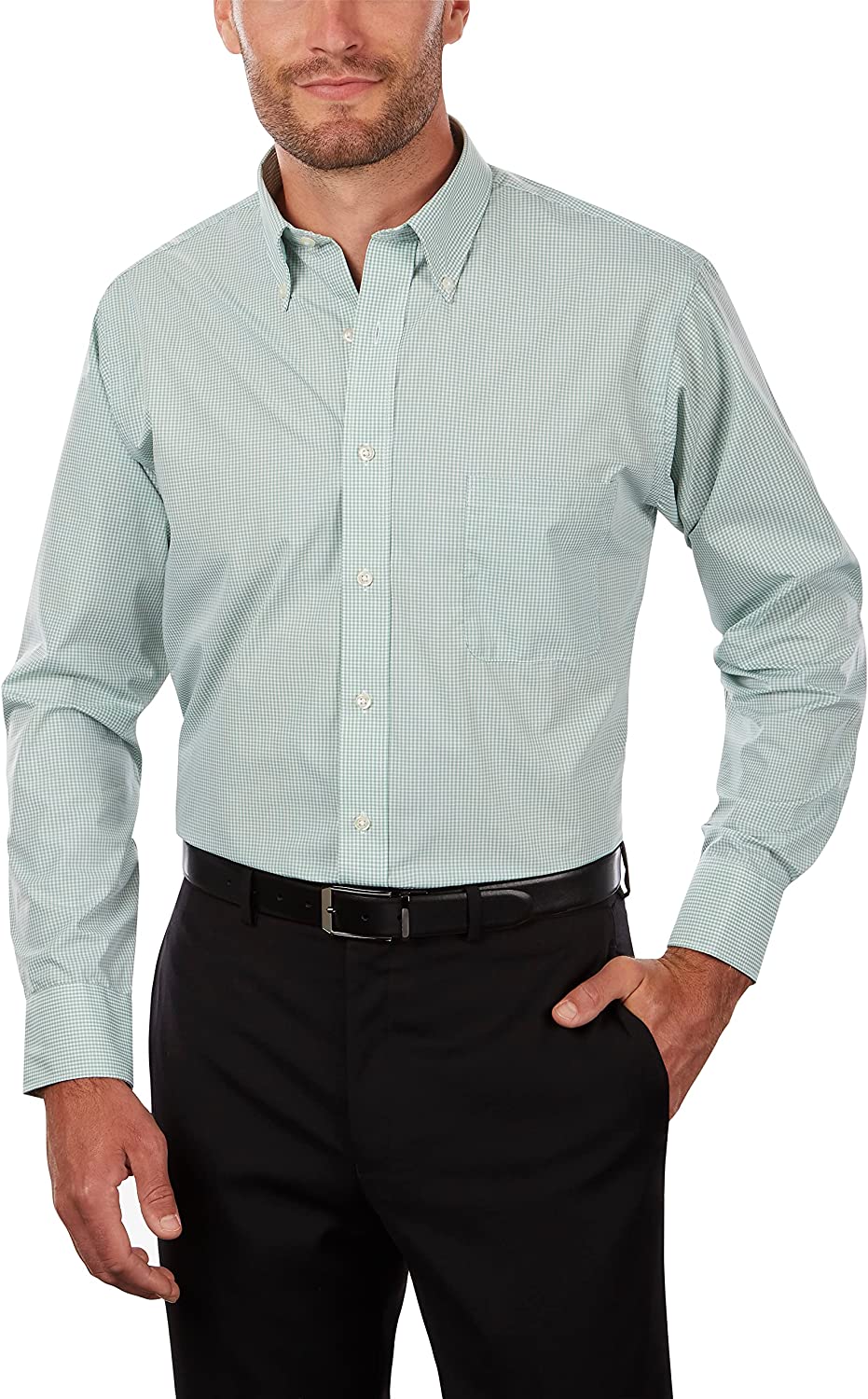 Van Heusen Men's Regular Fit Gingham Button Down Collar Dress Shirt