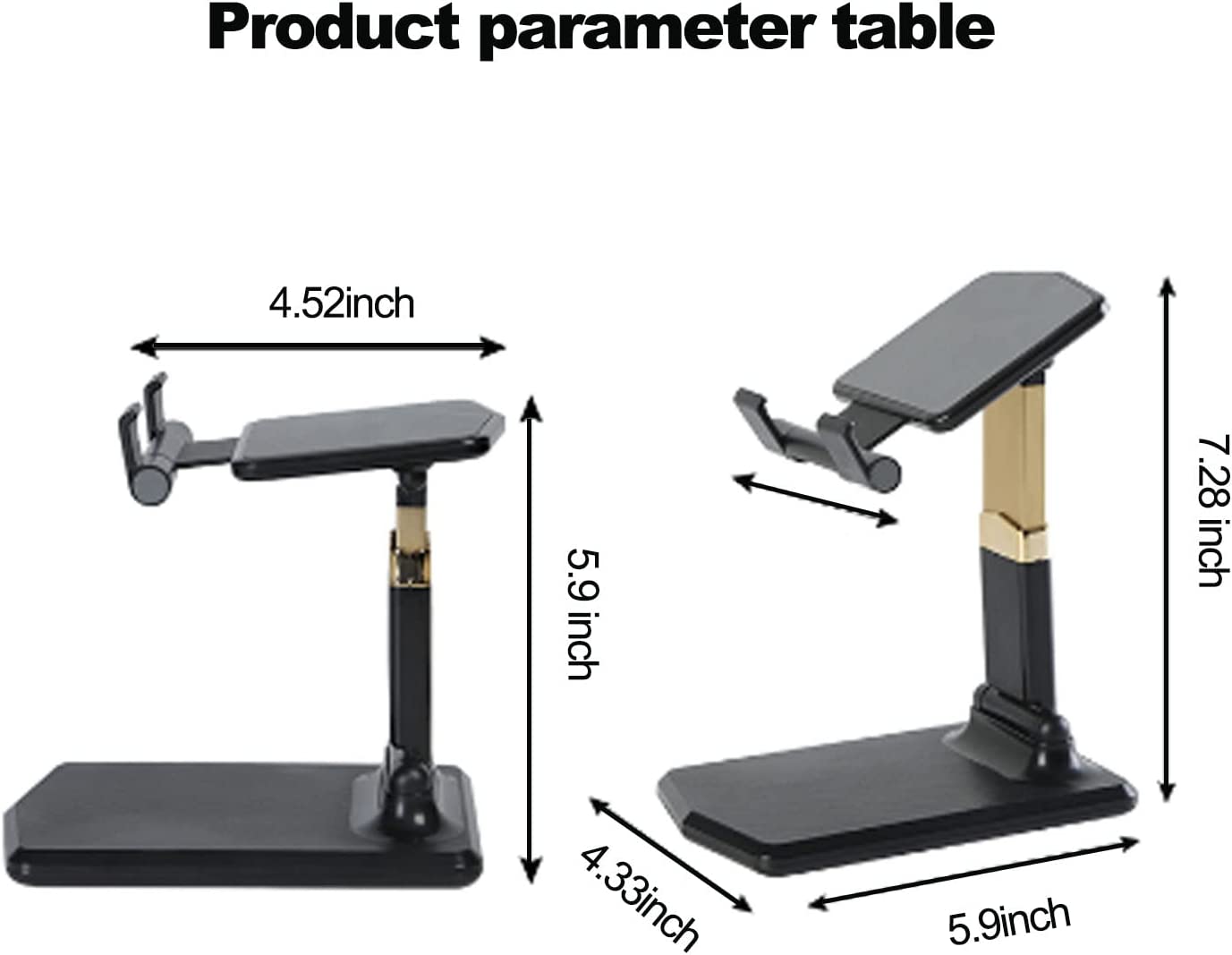 GSRUAN Tablet Holder for Desk Foldable & Adjustable Suitable for 4.7~12.9 inches Mobile Phones, Tablet Computers (Black)
