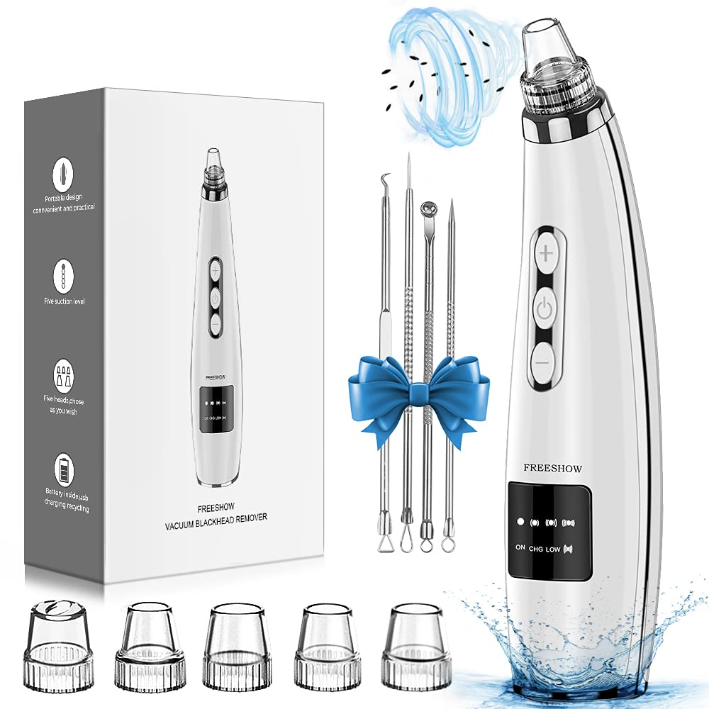2023 Newest Blackhead Remover Pore Vacuum,Upgraded Facial Pore Cleaner,Electric Acne Comedone Whitehead Extractor Tool-5 Suction Power,5 Probes,USB Rechargeable Blackhead Vacuum Kit for Women & Men