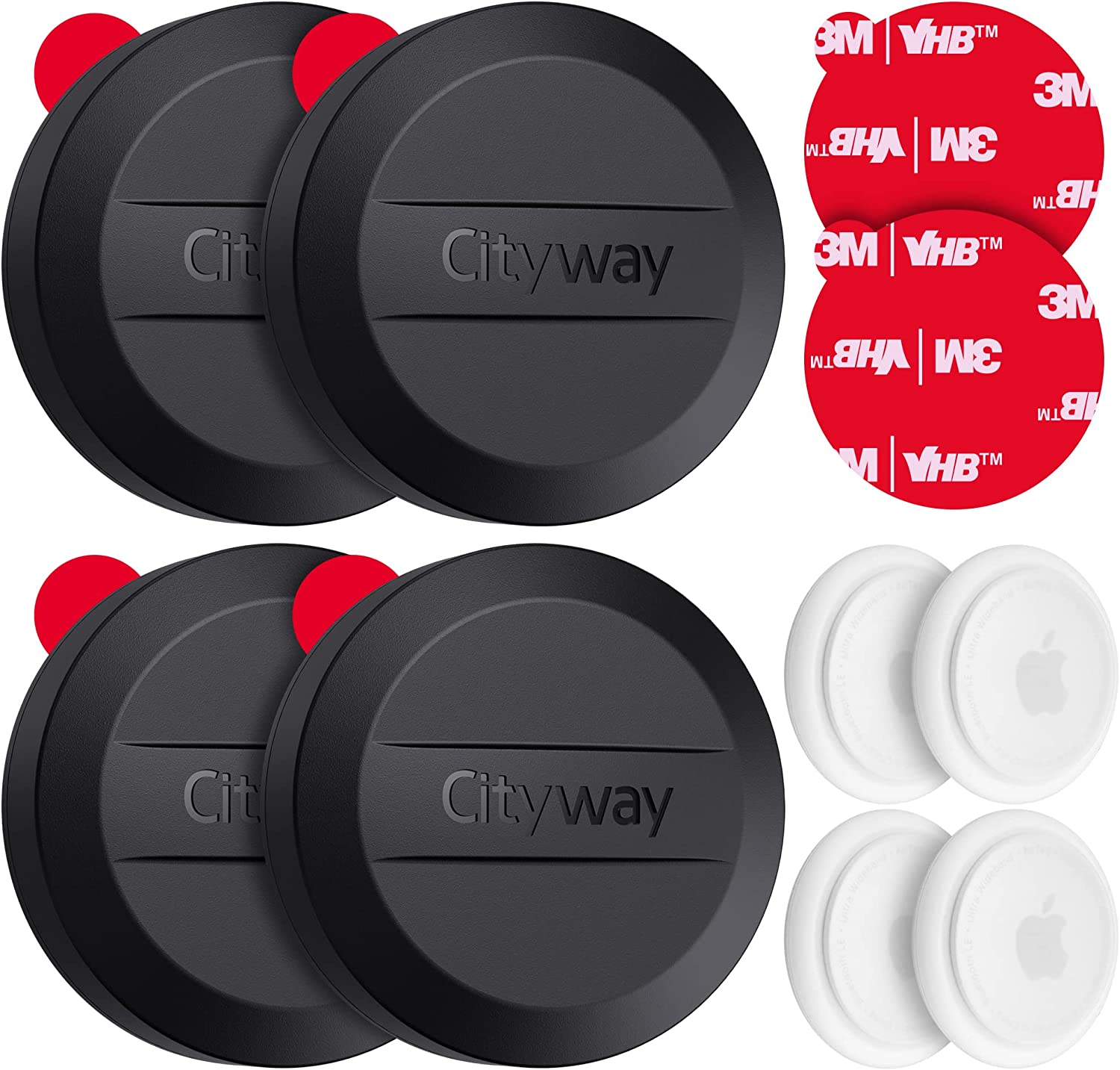 [4 Pack] IPX8 Waterproof Airtag Holder, Case with 3M VHB Adhesive Sticker, Airtag Sticker Mount for Bike Wallet TV Remote Drone Camera Luggage Hidden (Black)