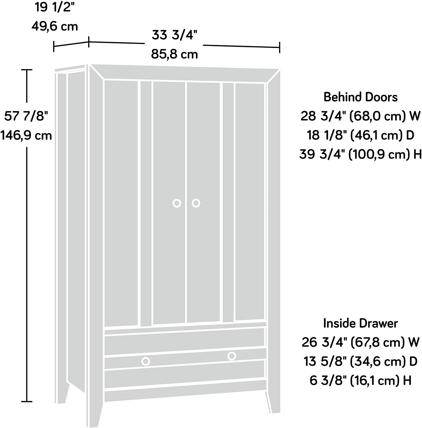 Sauder Dakota Pass Armoire， Craftsman Oak finish