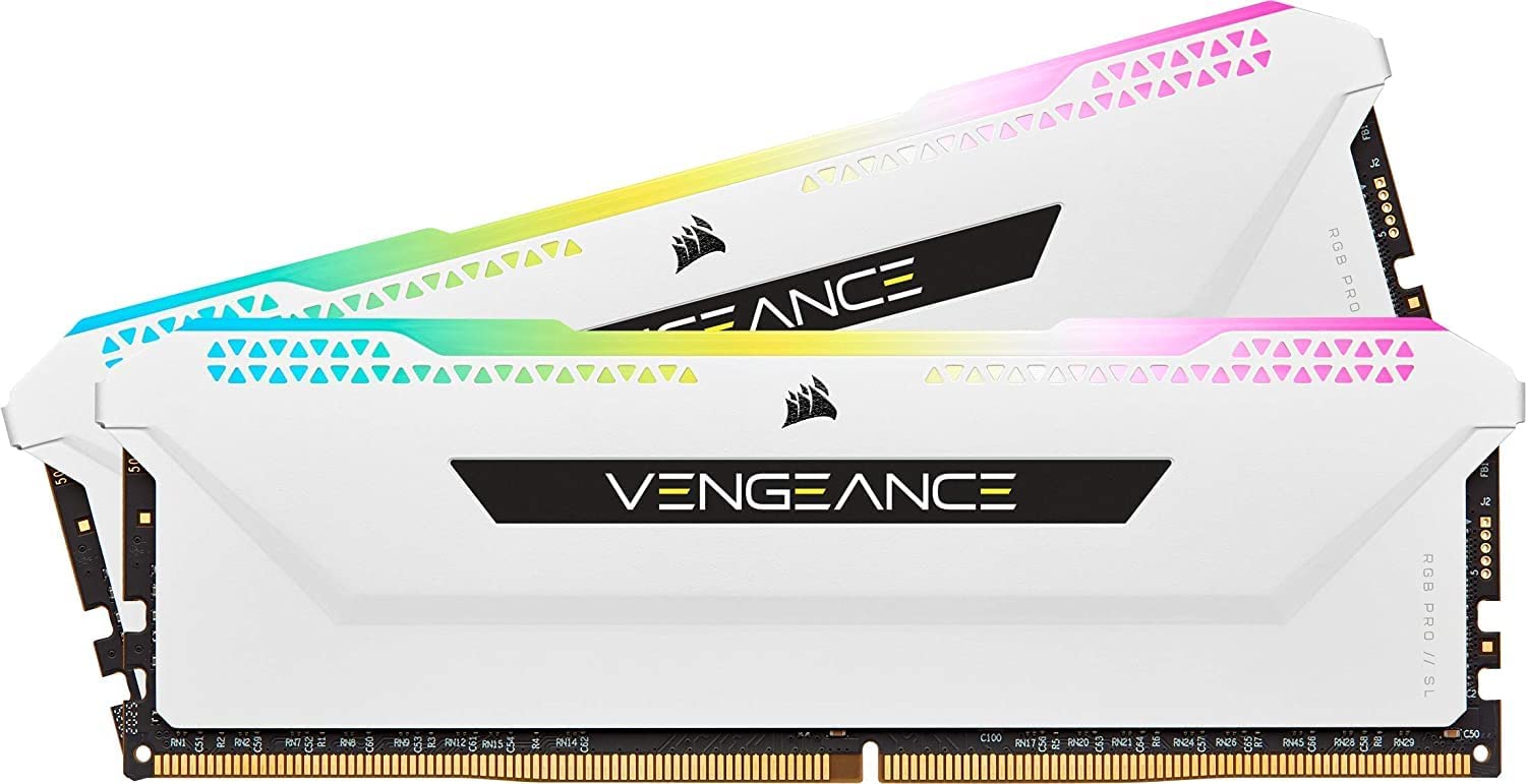 Corsair Vengeance RGB Pro SL 32GB (2x16GB) DDR4 3600 (PC4-28800) C18 1.35V Desktop Memory - White (CMH32GX4M2D3600C18W)
