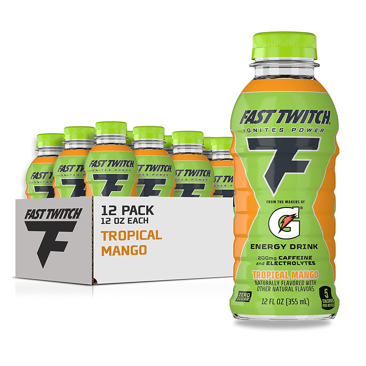 Fast Twitch Energy drink from Gatorade, Glacier Freeze, 12oz Bottles, (12 Pack), 200mg Caffeine, Zero Sugar, Electrolytes