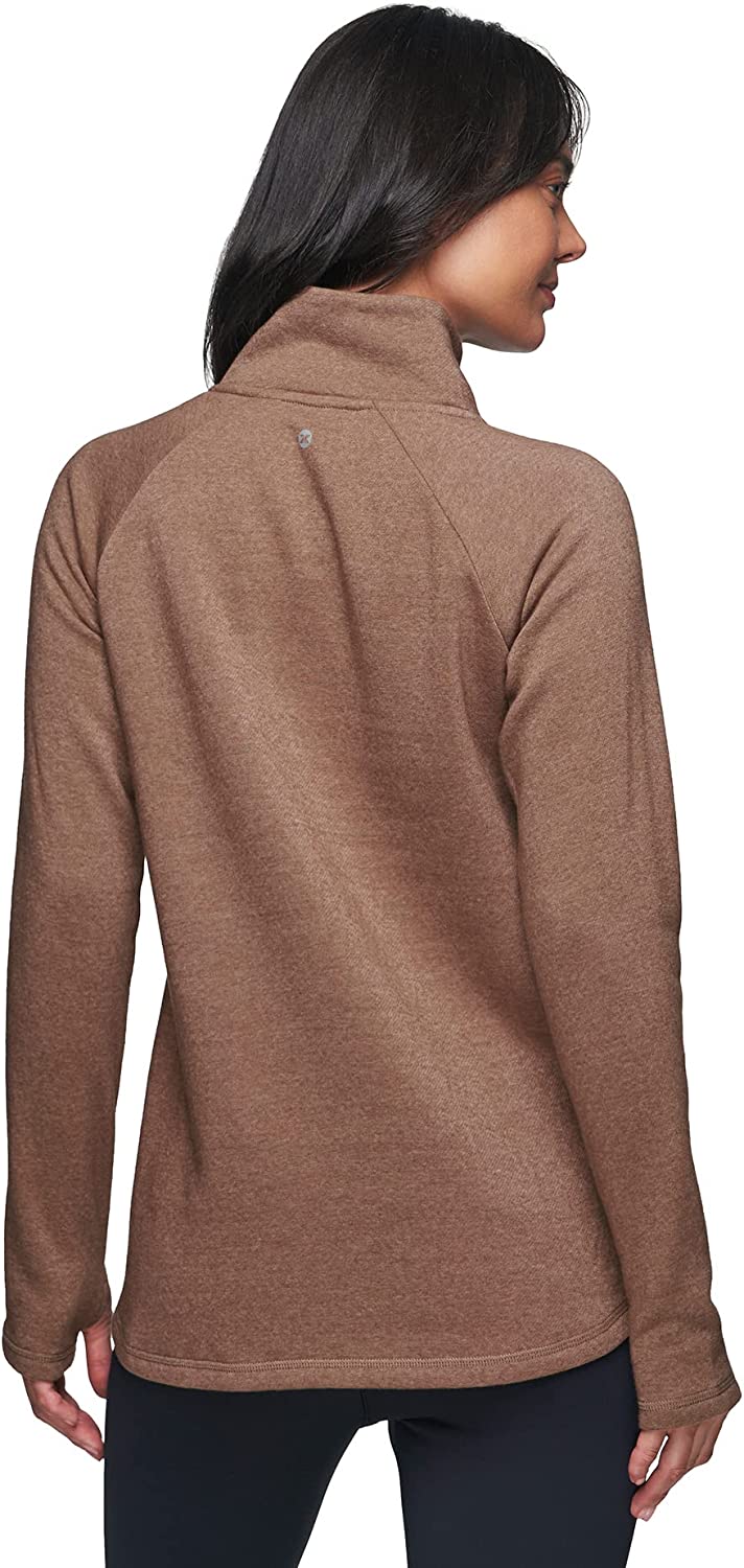 RBX Activewear Women's Fleece Pullover Sweatshirt With Zip Mock Neck, Pockets and Thumb Holes
