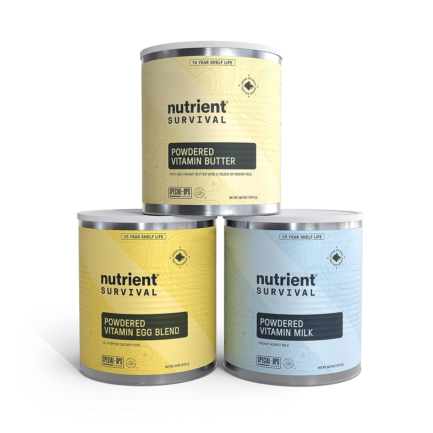 Nutrient Survival Essentials Vitamin Powdered Milk,Vitamin Butter Powder, Powdered Eggs Blend, Freeze Dried Prepper Supplies & Emergency Food Supply, Shelf Stable Up to 25 Years