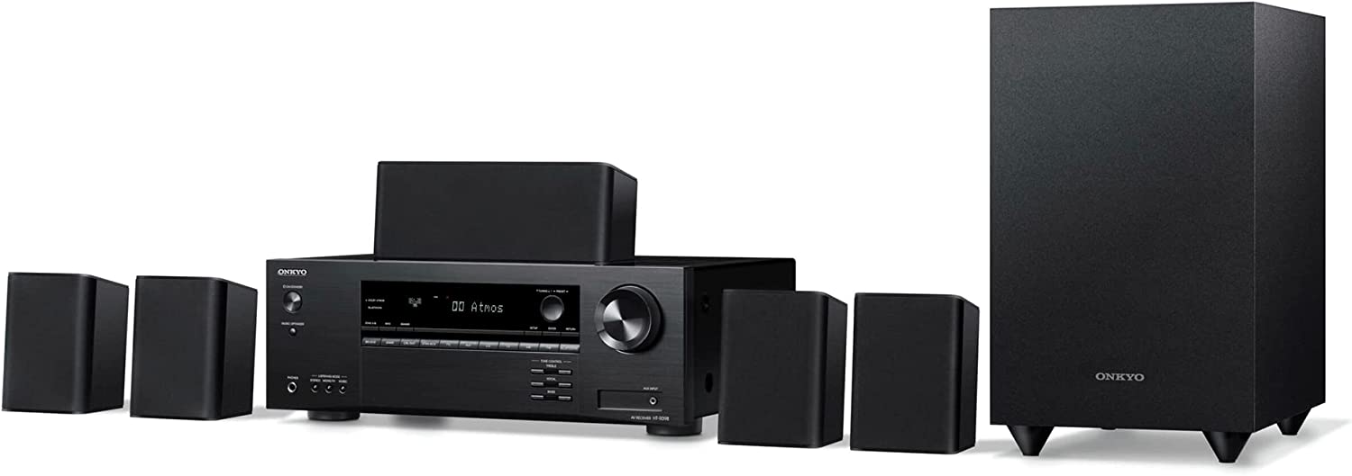 Onkyo HT-S3910 Home Audio Theater Receiver and Speaker Package, Front/Center Speaker, 4 Surround Speakers, Subwoofer and Receiver, 4K Ultra HD (2019 Model)