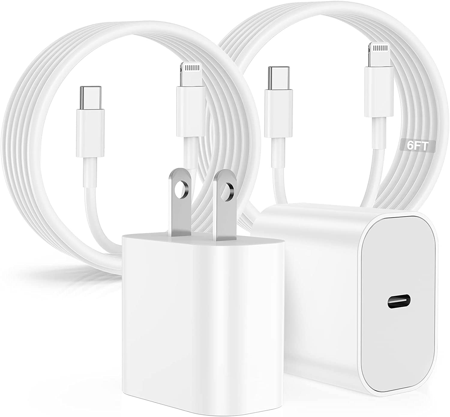 iPhone 14 13 12 Fast Charger, [2Pack] Apple 14 13 Charger Block with (2×6FT) USB C to Lightning Cable Fast Charging, USB Type C Wall Charger for Apple iPhone 14/13/12/11 Pro Max/XS/SE/iPad/AirPods