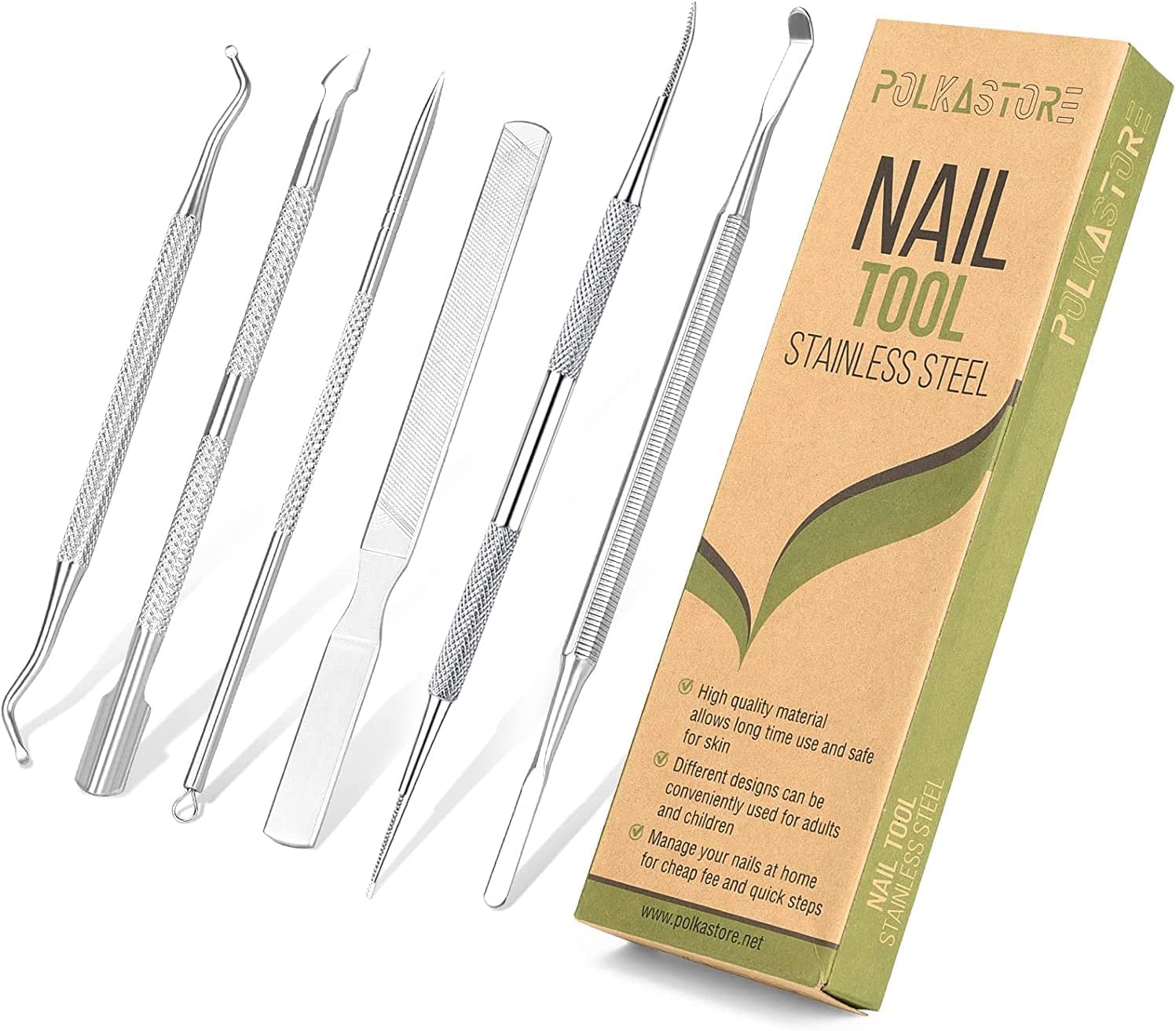 6-Pack Ingrown Toenail File and Lifters, Professional Surgical Stainless Steel Ingrown Toenail Removal Tool Kit, Manicure Treatment Pedicure Under Nail Cleaner Correction Polish Pain