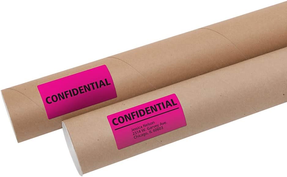 Avery 2"x 4" Neon Shipping Labels with Sure Feed for Laser Printers, 1,000 Pink Stickers (5974)