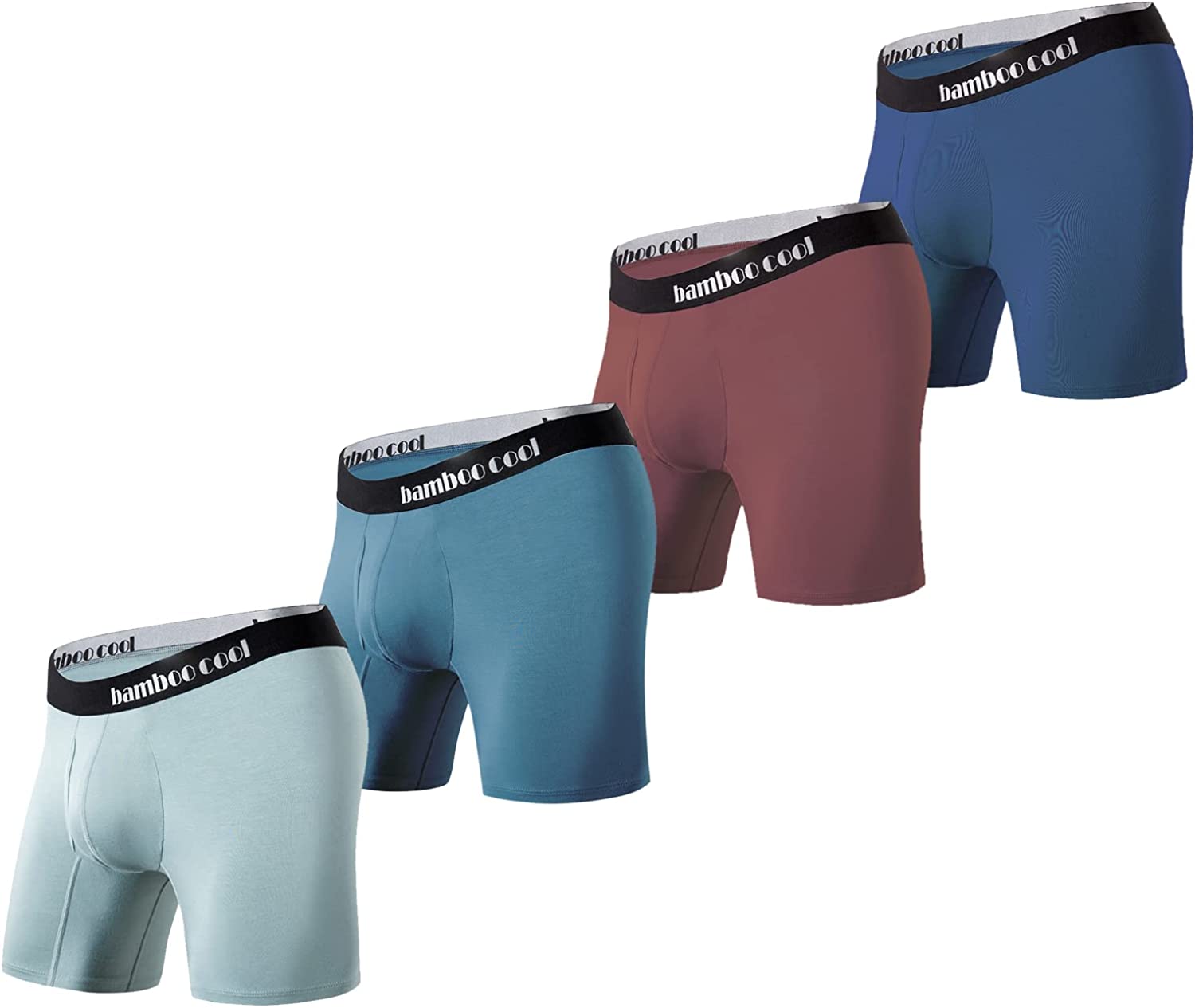 BAMBOO COOL Men’s Underwear Boxer Briefs Soft Comfortable Bamboo Viscose Underwear Trunks (4 Pack)