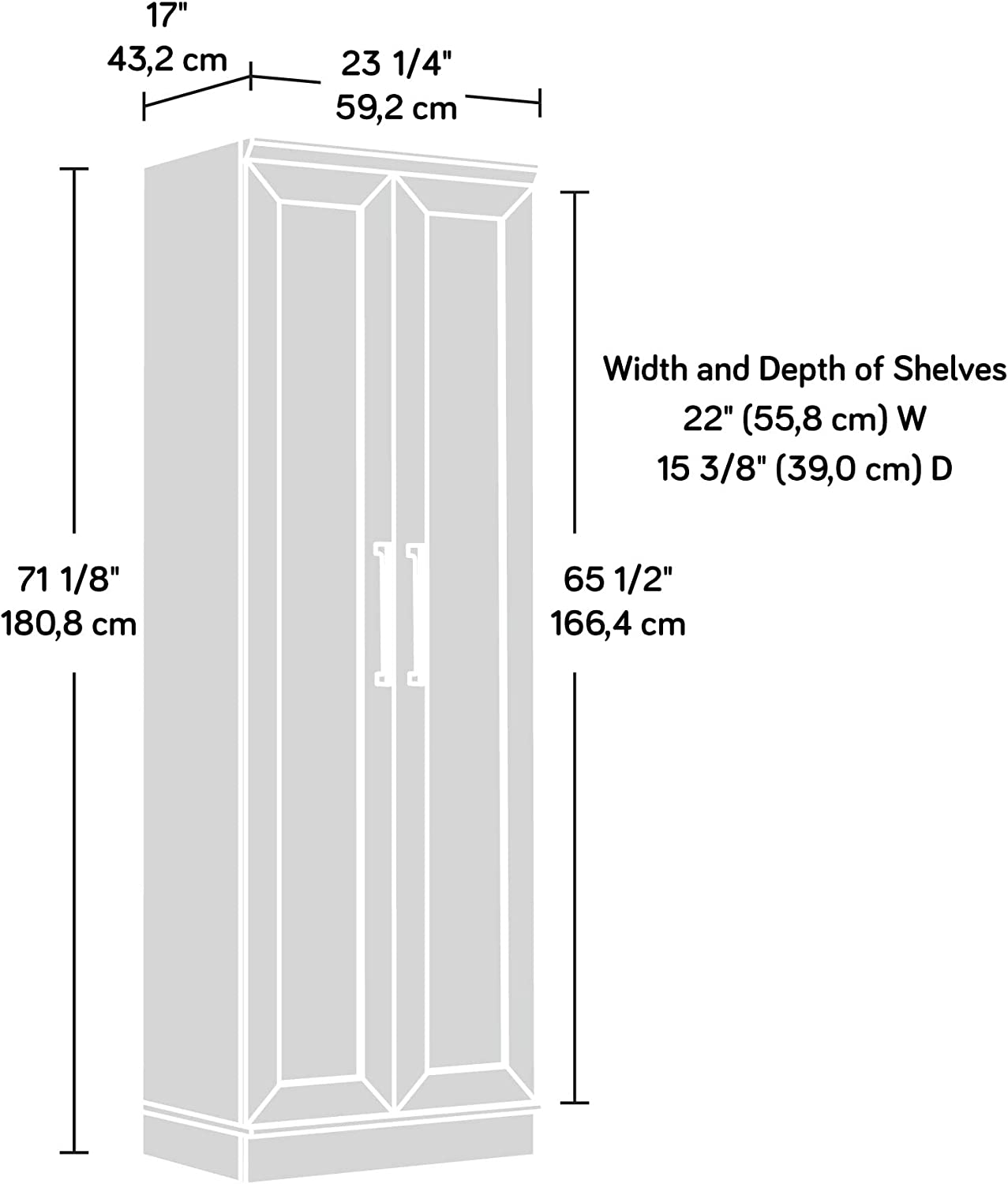 Sauder Homeplus Storage Cabinet， L: 17.01&#34; x W: 23.31&#34; x H: 71.18&#34;， Pacific Maple Finish