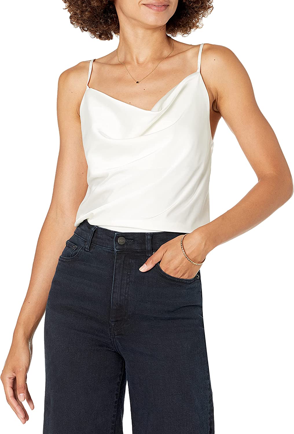 The Drop Women's Christy Cowl-Neck Cami Silky Stretch Top