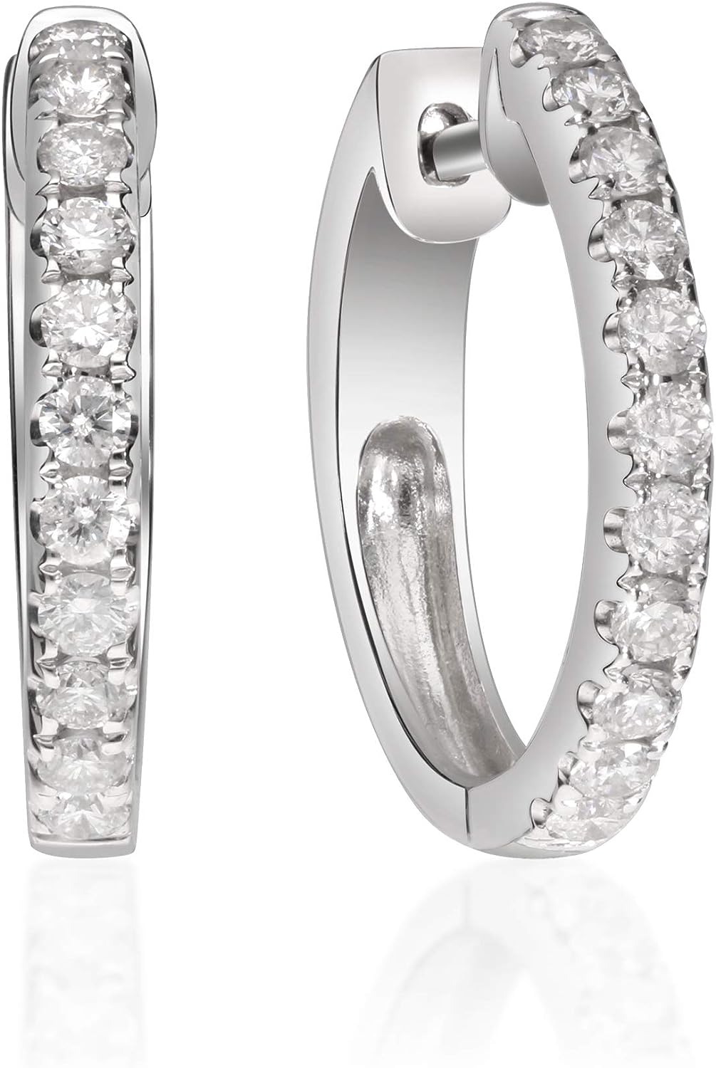 Gin & Grace 14K White Gold Natural Diamond Earrings for women | Ethically, authentically & organically sourced (Round-cut) shaped Diamond hand-crafted jewelry for her | Diamond Earring for women