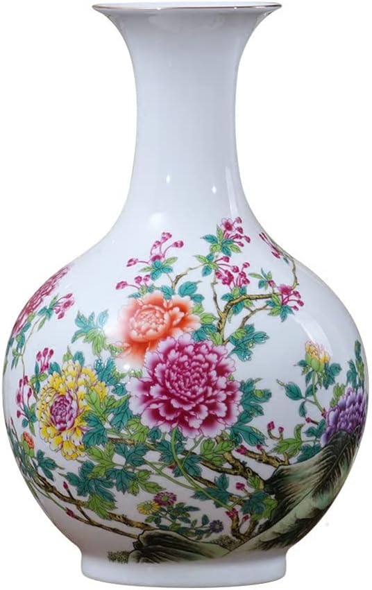 ZSEDP Antique Vase with Flowers Patterns Ceramic Table Vase Porcelain Decorative Vase