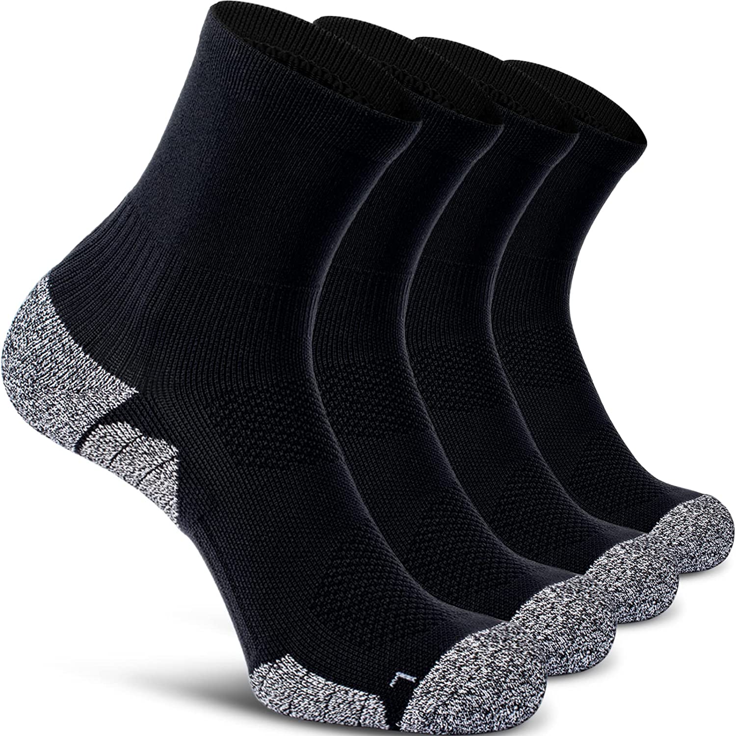 CWVLC Compression Athletic Quarter Socks Cushioned (4-Pair) for Men Women Kids