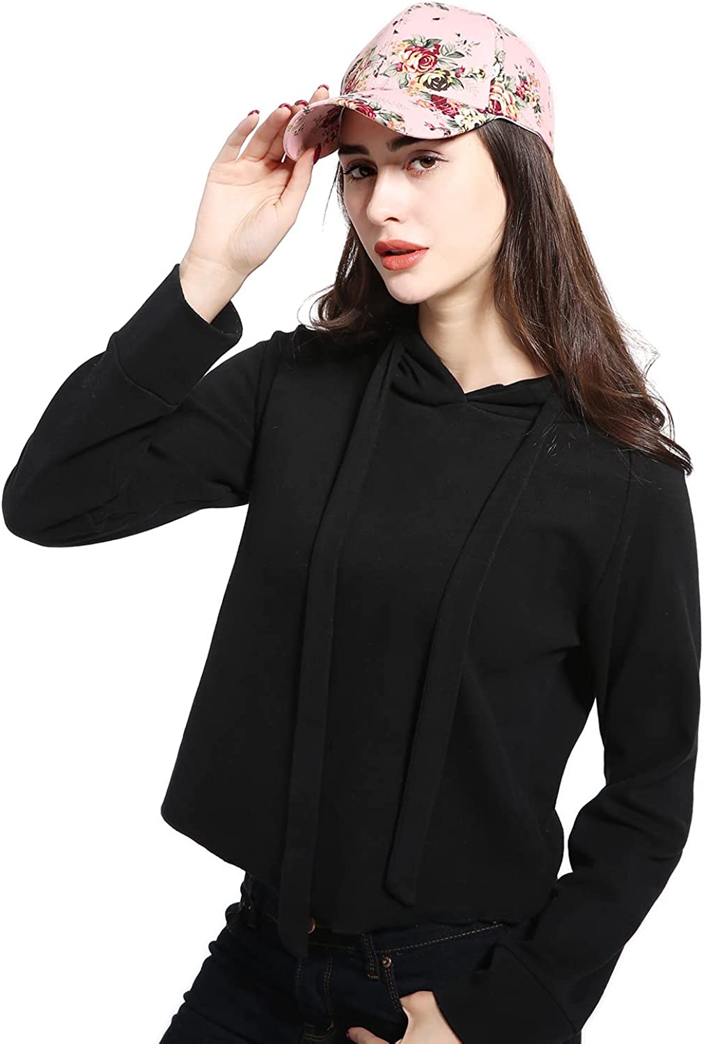 JOOWEN Floral Print Baseball Cap Adjustable 100% Cotton Canvas Dad Hat Hats for Women