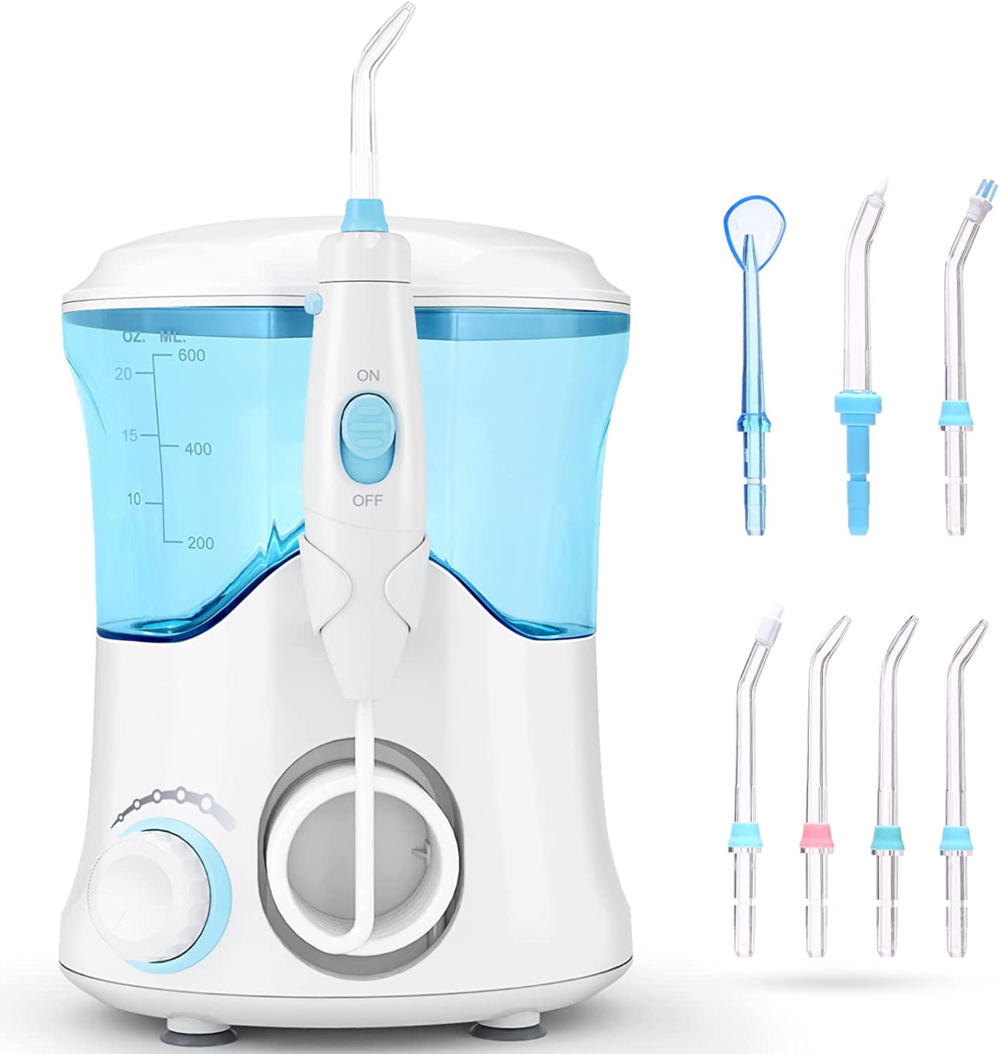 Water Flosser - Power Dental Water Flosser for Teeth & Braces Cleaning, Electric Oral Irrigator Water Flosser for Adults & Kids with 10 Pressures & 7 Tips, 600ml Water Dental Pick Flosser for Family