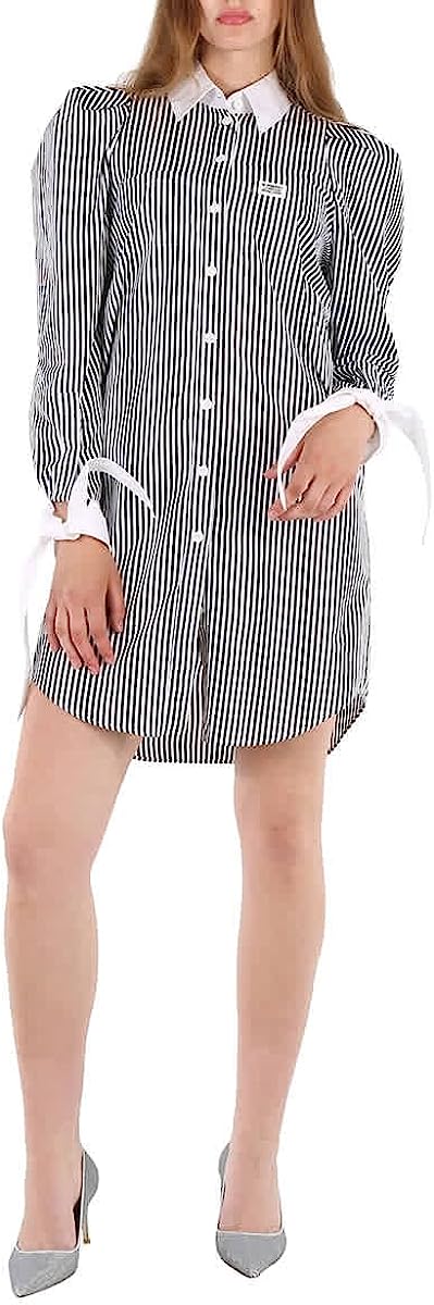 BURBERRY Ladies Black Striped Cotton Poplin Shirt Dress, Brand Size 12 (US Size 10)