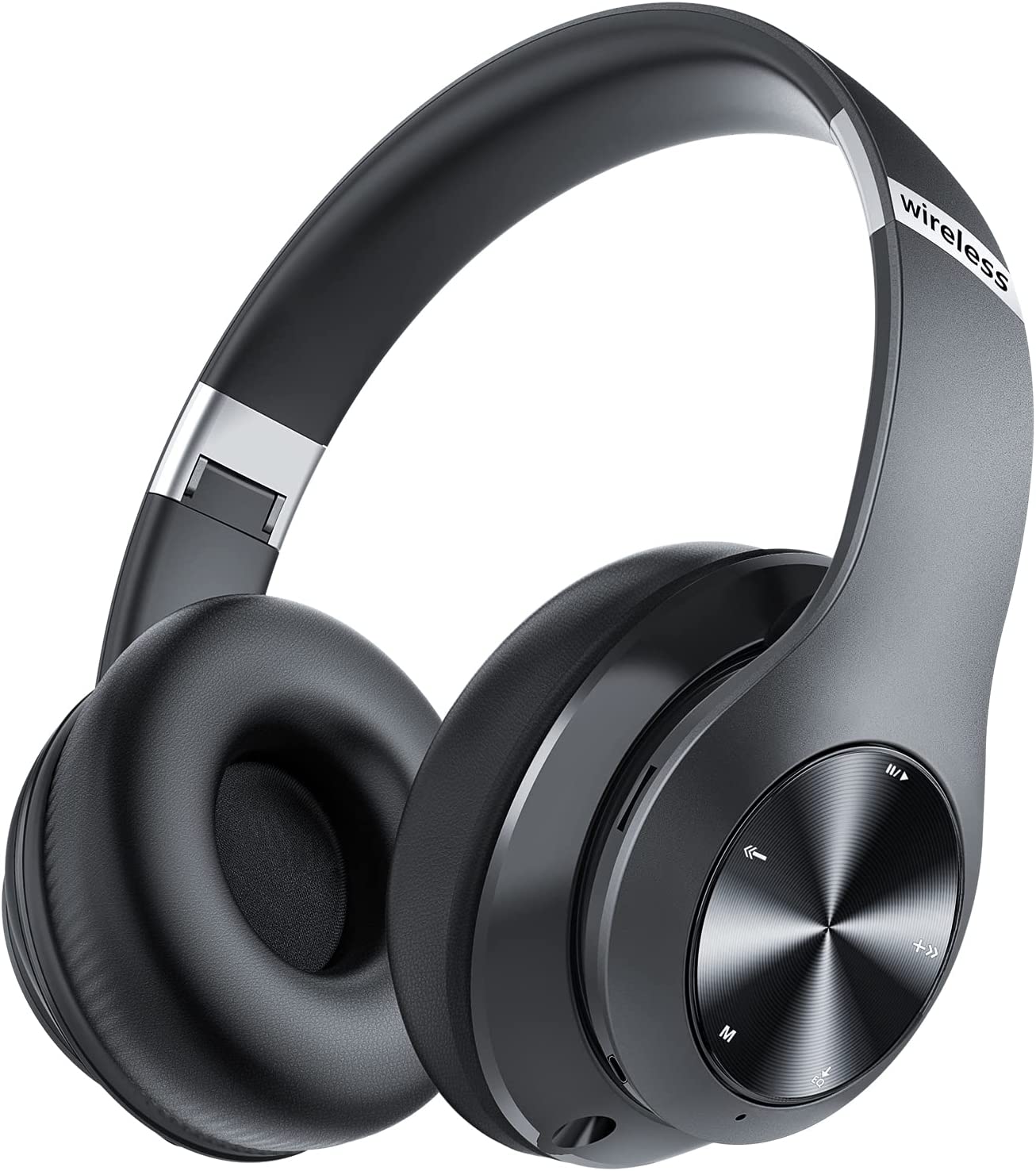 Wireless Bluetooth Headphones Over-Ear， 60H Playtime Foldable Lightweight and Wired Stereo Deep Bass Headset HiFi Stereo Sound with 6 EQ Modes， Micro SD/TF， FM， for Travel Work Laptop PC Cellphone